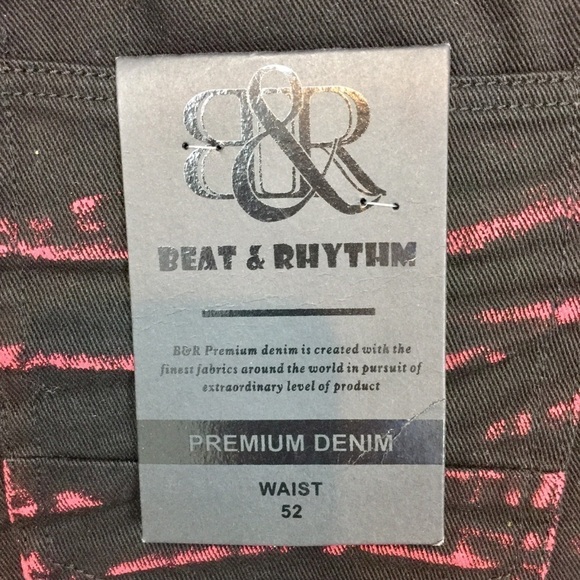 Beat & Rhythm Distressed Black & Red Jean Shorts - Picture 5 of 6